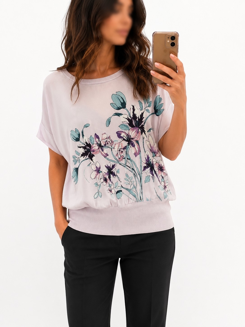 👕2 For 15$ or 3 for 20$👕Le chateau Lavender Floral Short Sleeve Blouson Top